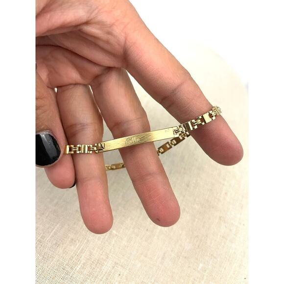 VTG Speidel Gold Tone ID chain link Bracelet Engraved BILLIE Customized 7" USA - Picture 9 of 16